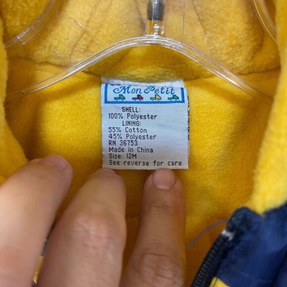 Vintage Mon Petit Infant Snowsuit Fleece Lining Bunting 12 M Mittens Booties - Picture 3 of 10